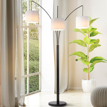Barrie 78.5" Mid-Century Modern Head-Adjustable Iron LED Arc Floor Lamp - JONATHAN Y
